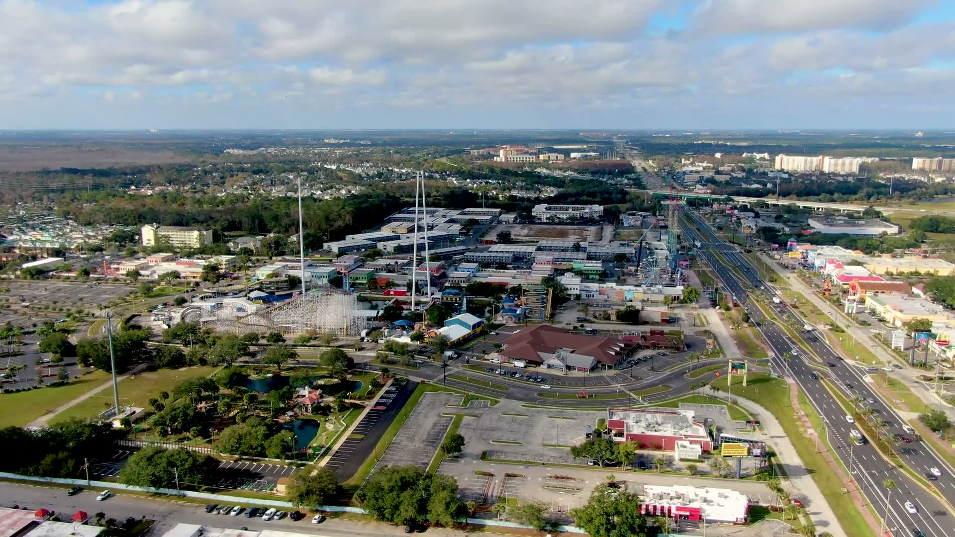 Aerial view of the US-192 corridor with Old Town and Fun Spot America
