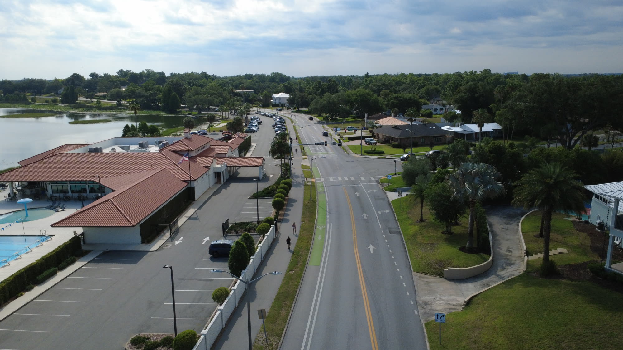 Lakeland neighborhoods and lakefront from the air
